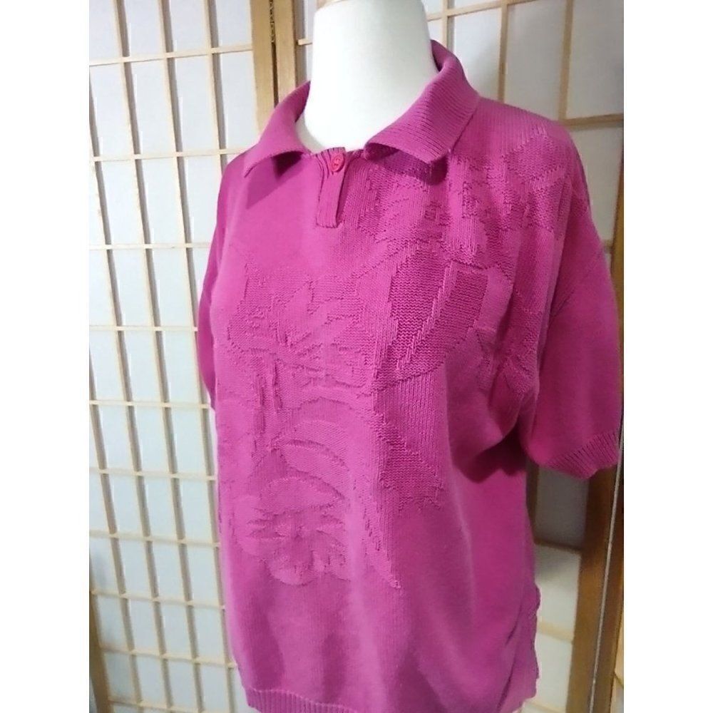 Vintage Halston Lg 80s Textured Polo Sweater